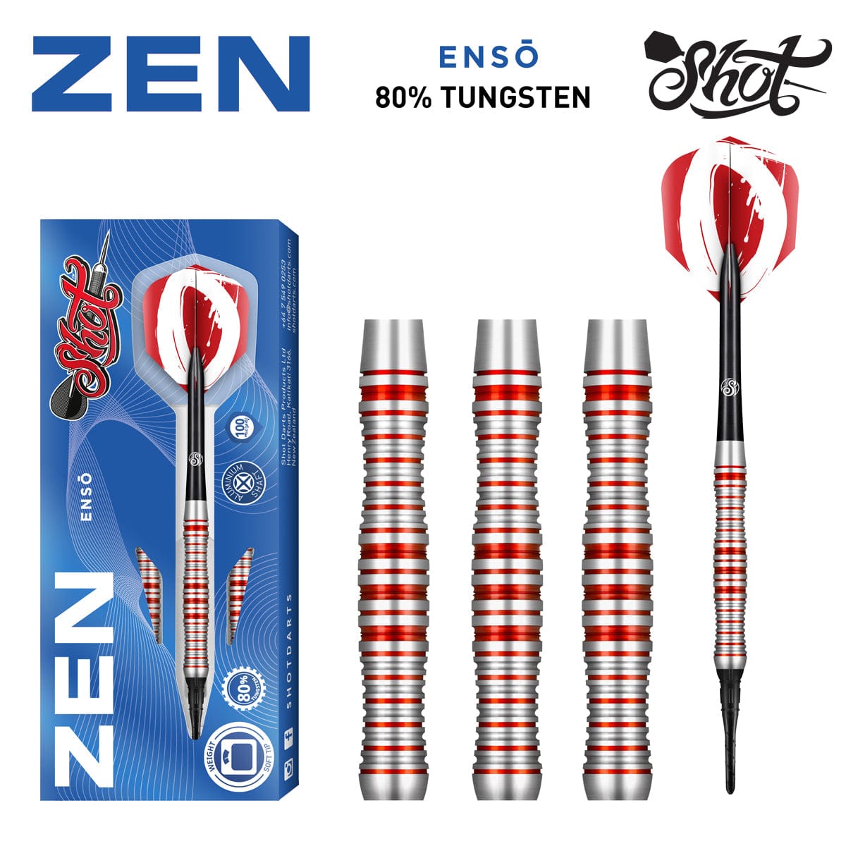 ZEN ENSO SOFT TIP DART SET - 80% TUNGSTEN BARRELS
